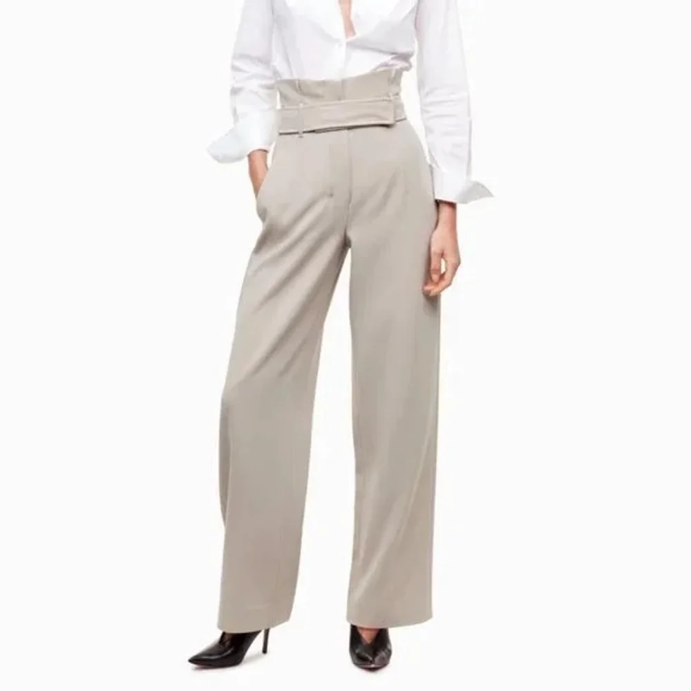 Women's Babaton Jermaine Beige Wide Leg Pants Size 4 - Picture 1 of 12